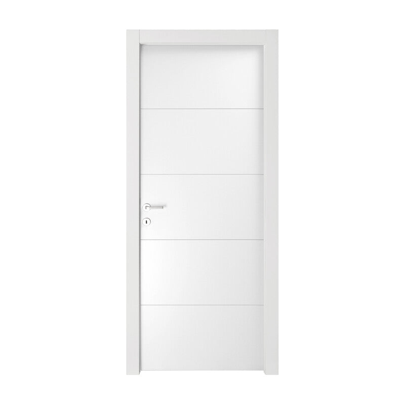 Q.TA' 1 PORTA BATTENTE 80X210 RIGHE LACCATO BIANCO