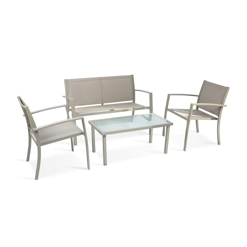 Q.TA' 1 C SET 4 SALOTTO SANTIAGO ACCIAIO TAUPE/MARRONE