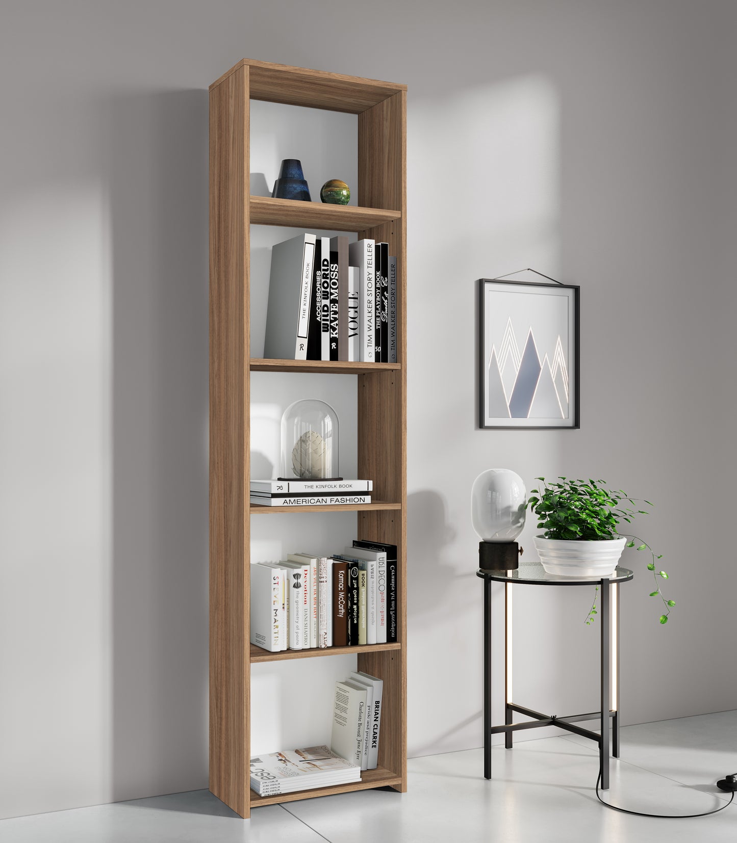 KIT LIBRERIA 4 RIPIANI 45X25XH183 CM ROVERE BAR.