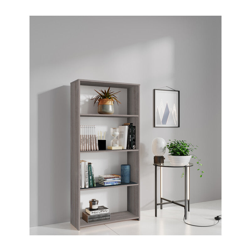 Q.TA' 1 KIT LIBRERIA 3 RIPIANI 65X25XH138 CM ROVERE GRIGIO