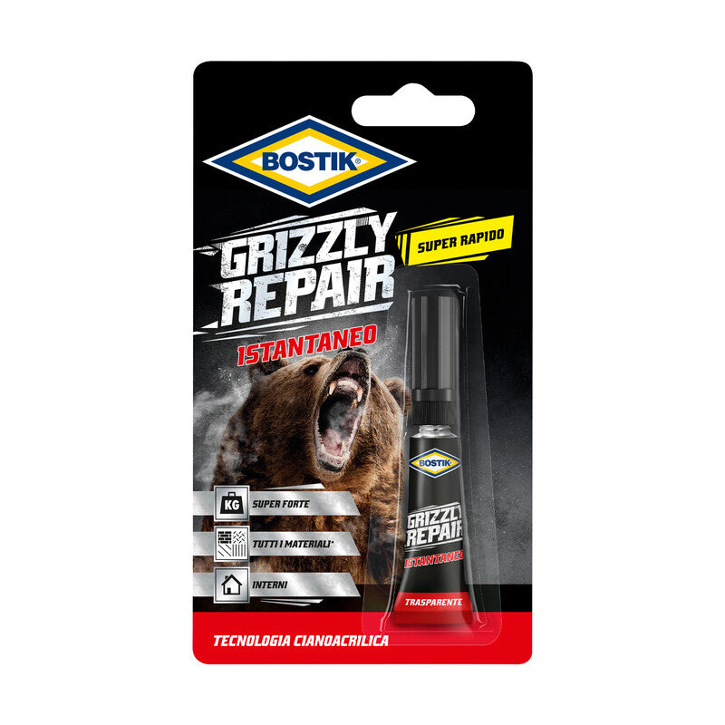 Q.TA' 12 BOSTIK GRIZZLY REPAIR ISTANTANEO ADESIVO 3 G BLISTER
