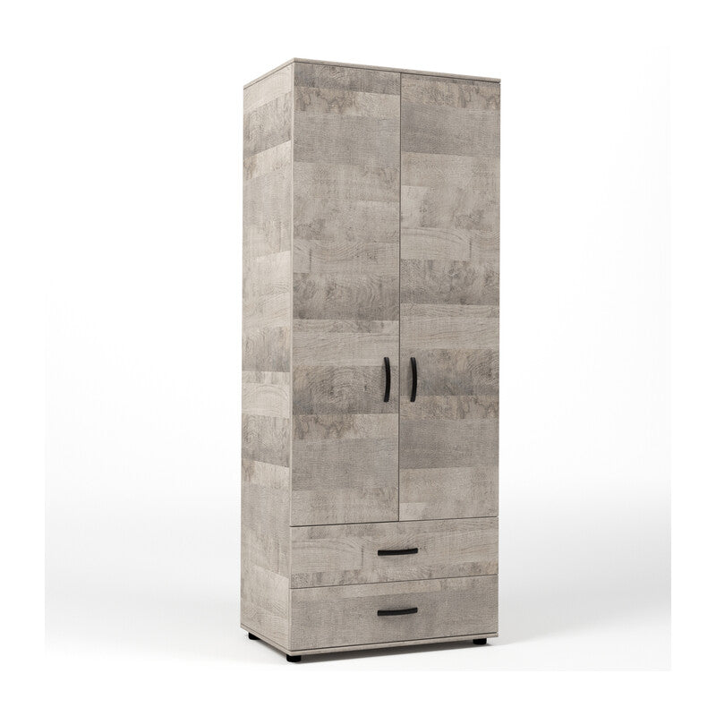 Q.TA' 1 KIT ARMADIO 2 ANTE + 2 CASSETTI 80X52X205 CM ROVERE PLAT.K355