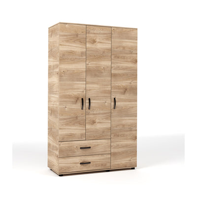 Q.TA' 1 KIT ARMADIO 3 ANTE + 2 CASSETTI 120X52X205 CM ROVERE M. K358
