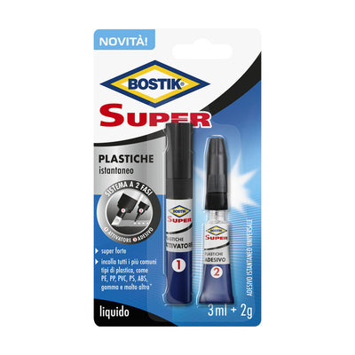 Q.TA' 6 BOSTIK SUPER PLASTICHE ATTIVATORE+ADESIVO BLISTER