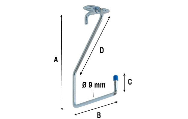 Q.TA'. 10 GANCIO ZINCATO 4100 A FORMA L DA SOFFITTO 150 MM