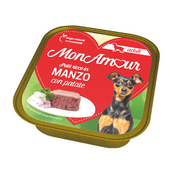 Q.TA'. 22 CIBO CANE MONAMOUR 150 G MANZO E PAPATE