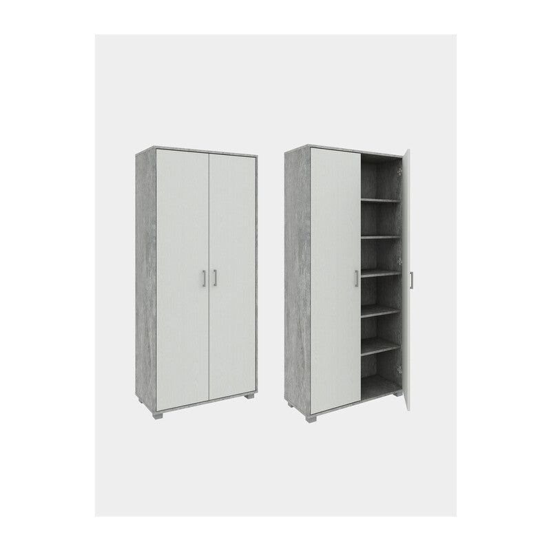 Q.TA' 1 MOBILE ALTO 2A MULTIUSO 78X35X170 CM CEMENTO/BIANCO