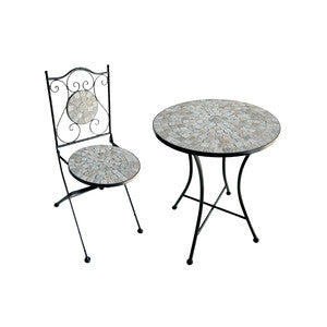Q.TA' 1 C SET TAVOLO TONDO MOSAICO C/2 SEDIE NIZZA