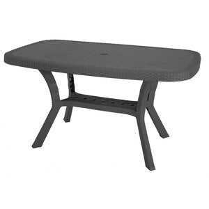 Q.TA' 1 TAVOLO OTELLO RATTAN 140X82XH72CM ANTRACITE