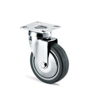 Q.TA' 20 RUOTA MOBILE D 40 MM GOMMA GRIGIA 220C C/PIASTRA