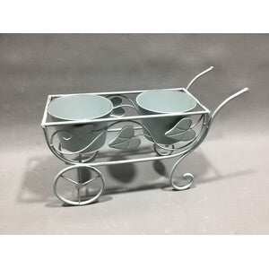 Q.TA' 2 C FIORIERA 2 POSTI C/RU 48X19X31CM AZZURRO CH EPOQUE