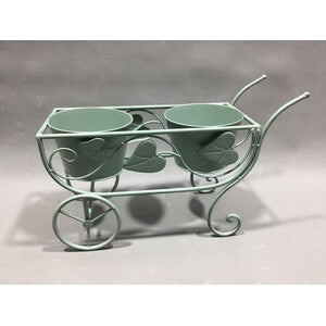 Q.TA' 2 C FIORIERA 2 POSTI C/RU 48X19X31CM VERDE SAL EPOQUE