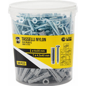 Q.TA' 1 C BARATTOLO 300 TASSELLI NYLON CLX PLUS-S 6X30 C/VITE