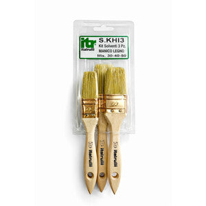 Q.TA' 6 KIT PENNELLESSA P/SOLVENTE MANICO LEGNO 30-40-50 3