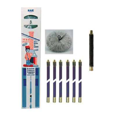 Q.TA' 1 KIT SPAZZACAMINO ASTE 8,60 M+MOLLA+SCOVOLO D 25 CM