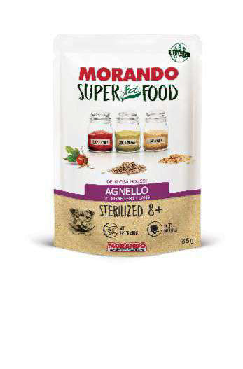 Q.TA'. 24 CIBO GATTO MORANDO SUPERFOOD 85 G 8+STERIL AGNEL