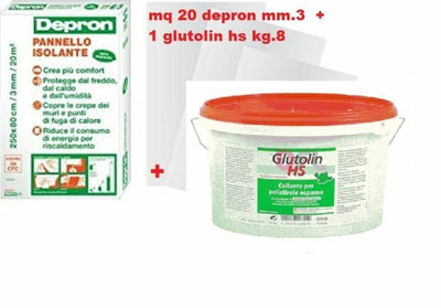 KIT 20 PANNELLI ISOLANTI DEPRON 125X80CM H3mm + COLLA ADESIVO 8KG GLUTOLIN HS