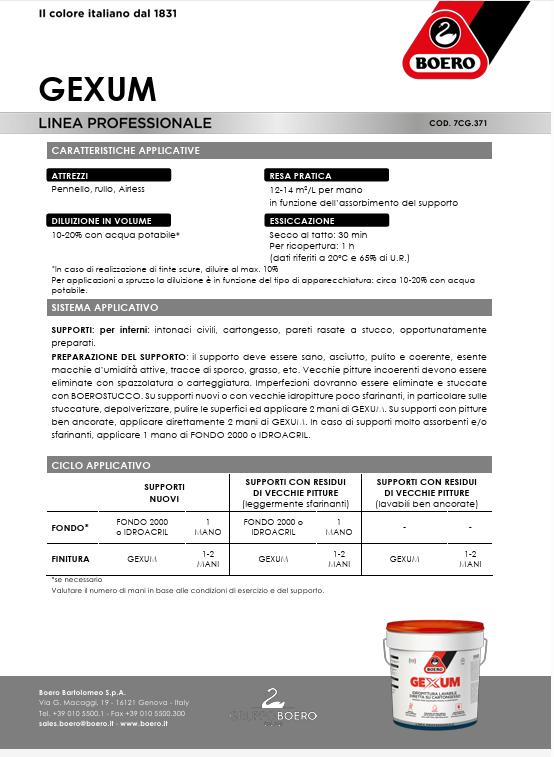Boero Gexum idropittura lavabile diretta su cartongesso extra opaco LT 12