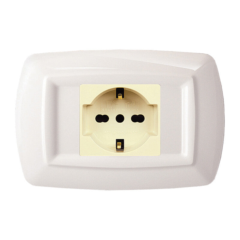 Q.TA' 10 TONDO PLACCA MAGIC PLAST 1P SCHUKO BIANCO