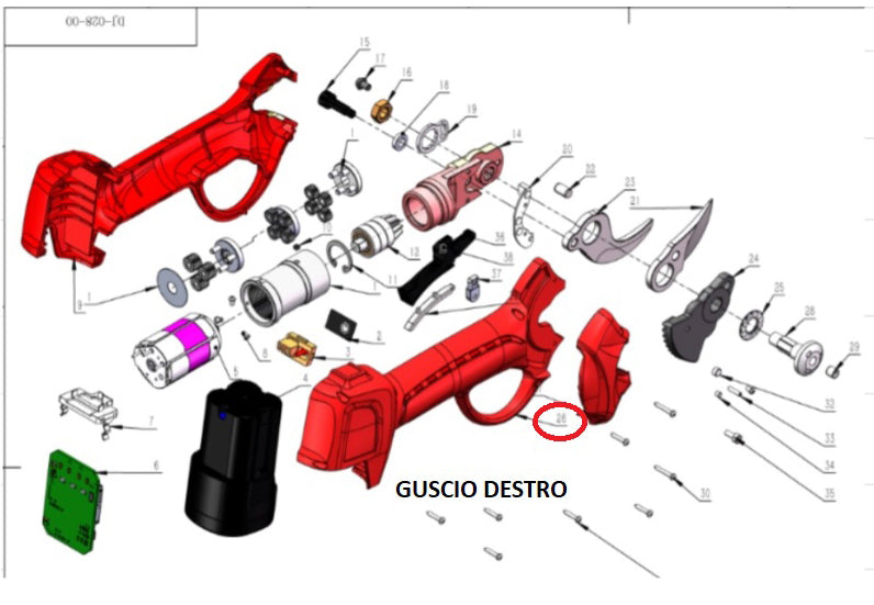 ZZ-GUSCIO DESTRO X FORBICI POTA BATT DJ-025