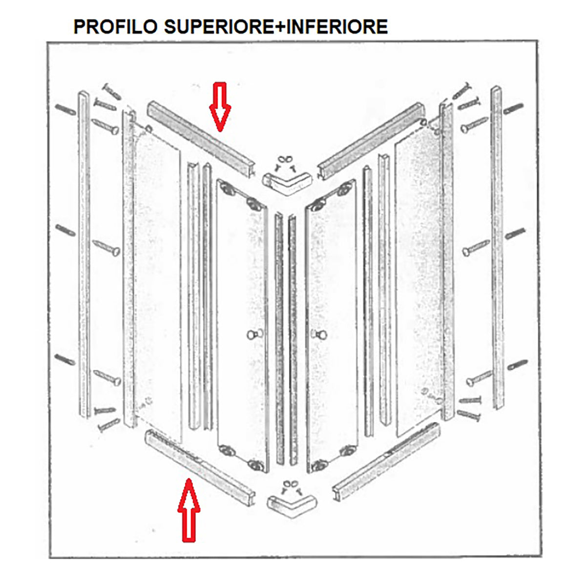 ZZ-PROFILO SUP+INF.X BOX DOCCIA CRIST.TRAS/SER MM.6 CM.80X80 LUSSO