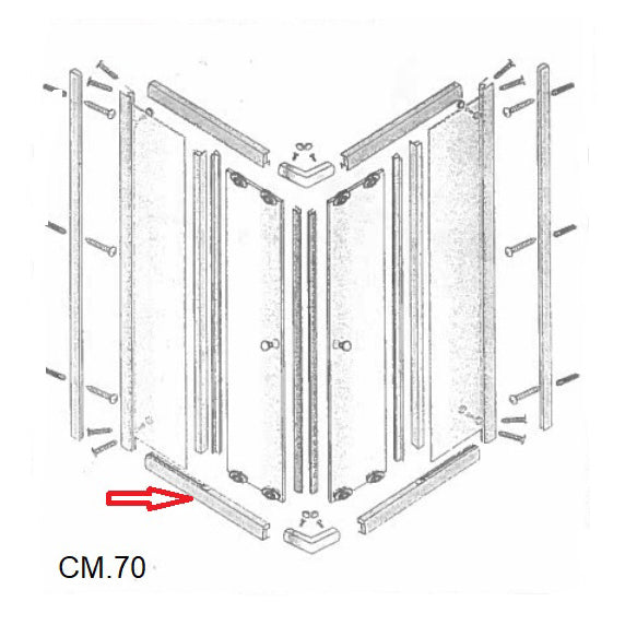 ZZ-PROFILO INFERIORE LATO 70 X BOX DOCCIA CRISTALLO TRASP.MM.6 CM.70X90LUSSO