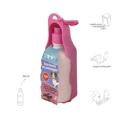 Q.TA'. 12 ZOOV BORRACCIA DA PASSEGGIO 500 ML ROSA