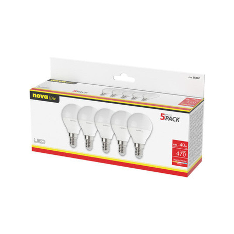 Q.TA' 1 NOVA LAMPADINA LED SFERETTA E14 6W 3000K 5