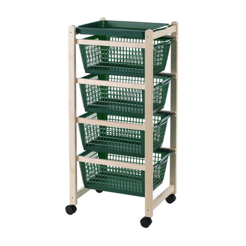 Q.TA' 1 CARRELLO SALVASPAZIO 4 CESTI 36X30X82CM NATURALE