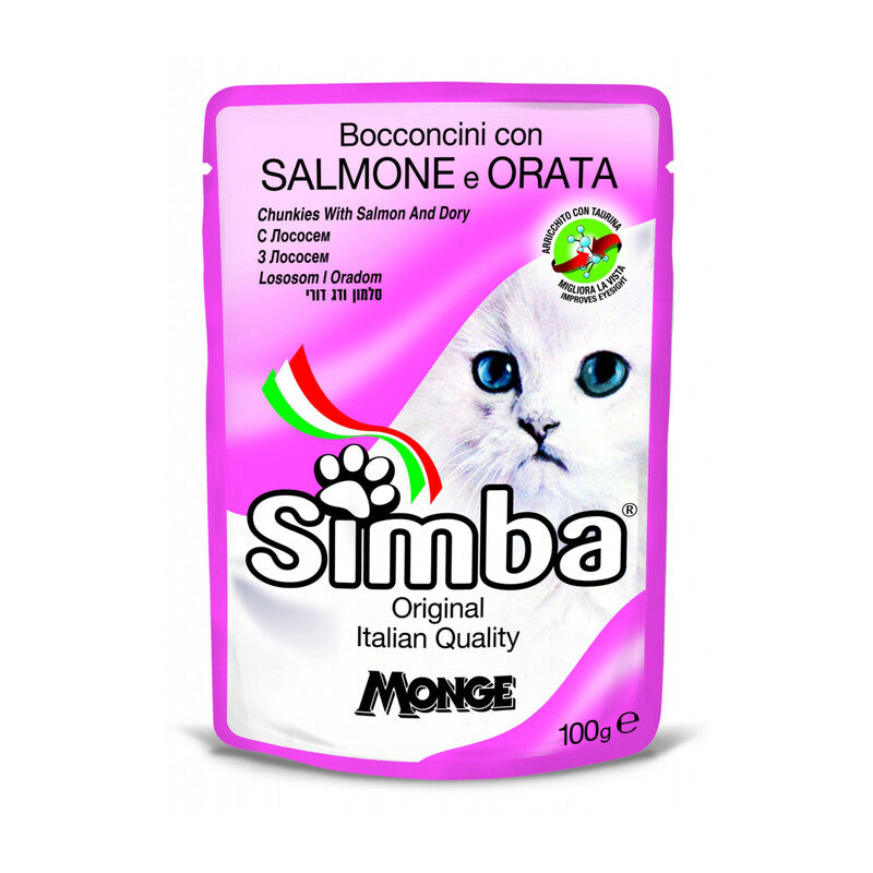 Q.TA' 24 CIBO GATTO MONGE SIMBA 100G SALMONE E ORATA