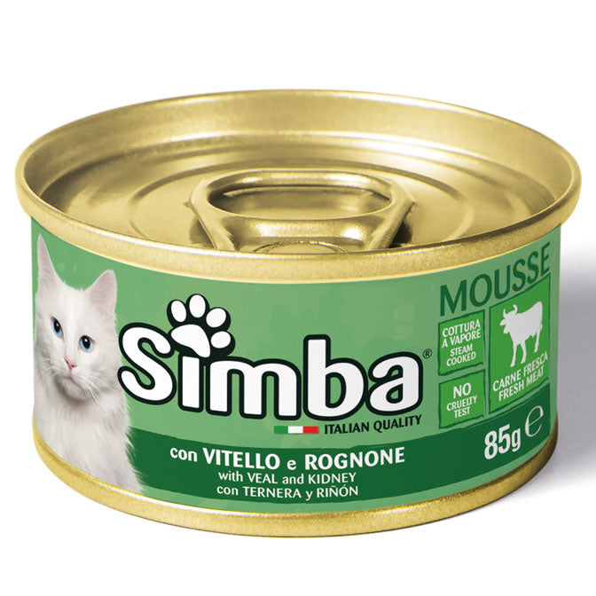 Q.TA'. 24 CIBO GATTO MONGE SIMBA 85 G VITELLO E ROGNONE