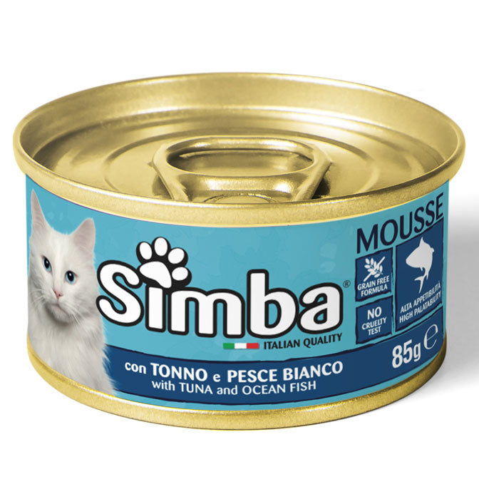 Q.TA'. 24 CIBO GATTO MONGE SIMBA 85 G TONNO E PESCE BIANCO