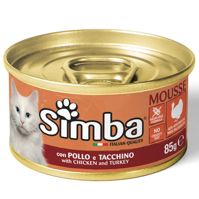 Q.TA'. 24 CIBO GATTO MONGE SIMBA 85 G POLLO E TACCHINO