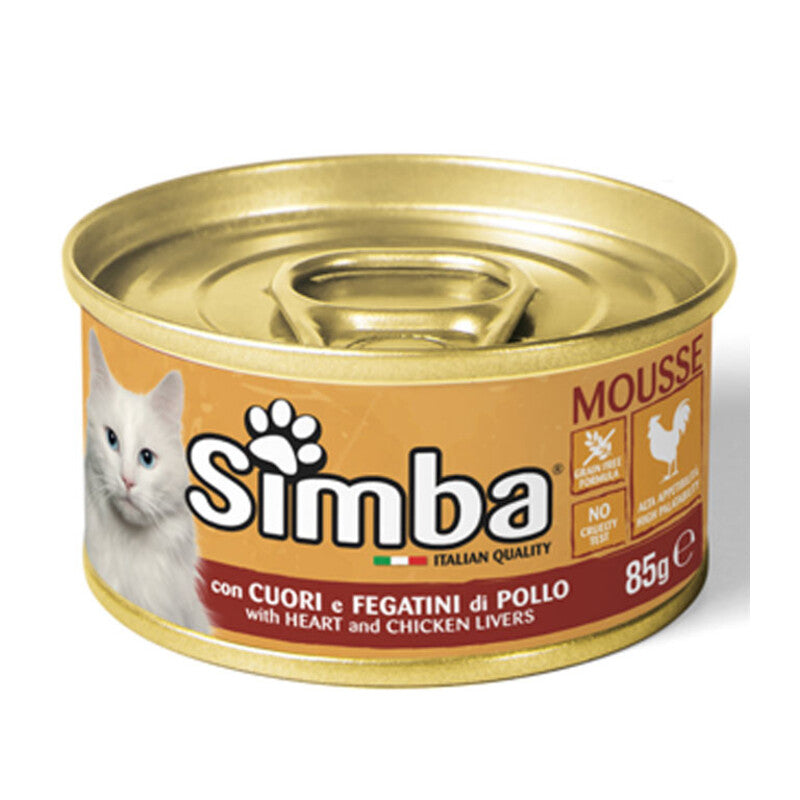 Q.TA' 24 CIBO GATTO MONGE SIMBA 85G CUORI E FEGATINI POLLO