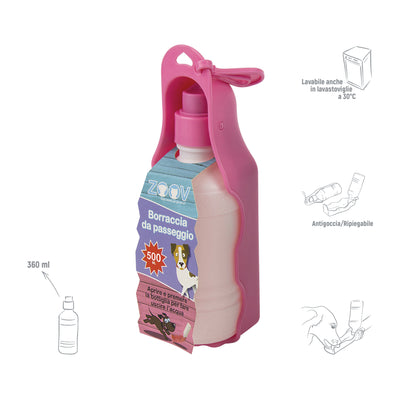 Q.TA'. 12 ZOOV BORRACCIA DA PASSEGGIO 360 ML ROSA