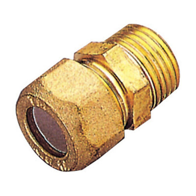 Q.TA' 1 PL RACCORDO OTTONE DIR. BICONO M/GAS 10X3/8