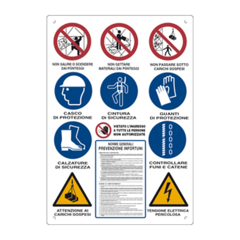 Q.TA' 10 CARTELLO CANTIERE 12 SIMBOLI 80X60 CM