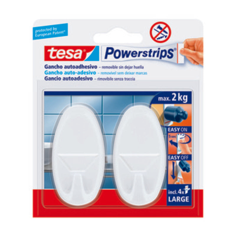 Q.TA' 6 GANCIO ADESIVO TESA POWERSTRIPS GRANDE BIANCO 2
