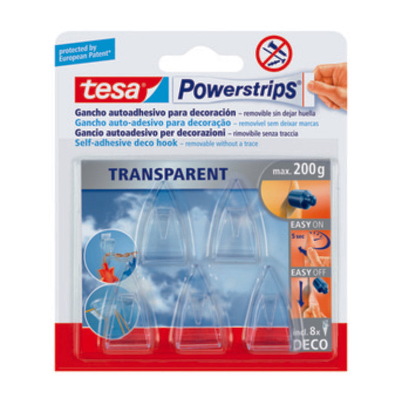 Q.TA' 10 GANCIO ADESIVO TESA POWERSTRIPS TRASPARENTE 5