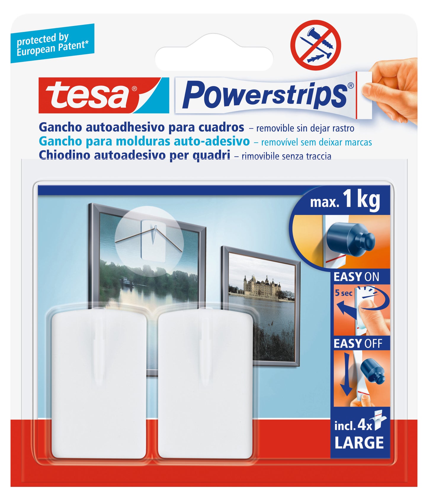 Q.TA'. 12 GANCIO ADESIVO TESA POWERSTRIPS QUADRO 2 Q.TA