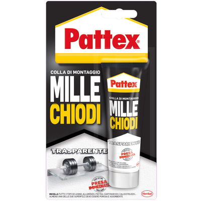 Q.TA'. 12 PATTEX MILLECHIODI FORTE PRESA TRASPARENTE 40 G BL