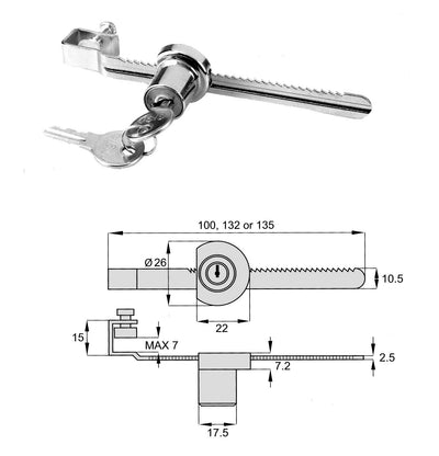 SERRATURA A SEGA PER CRISTALLI 7 MM CREMAGL 10,5 MM