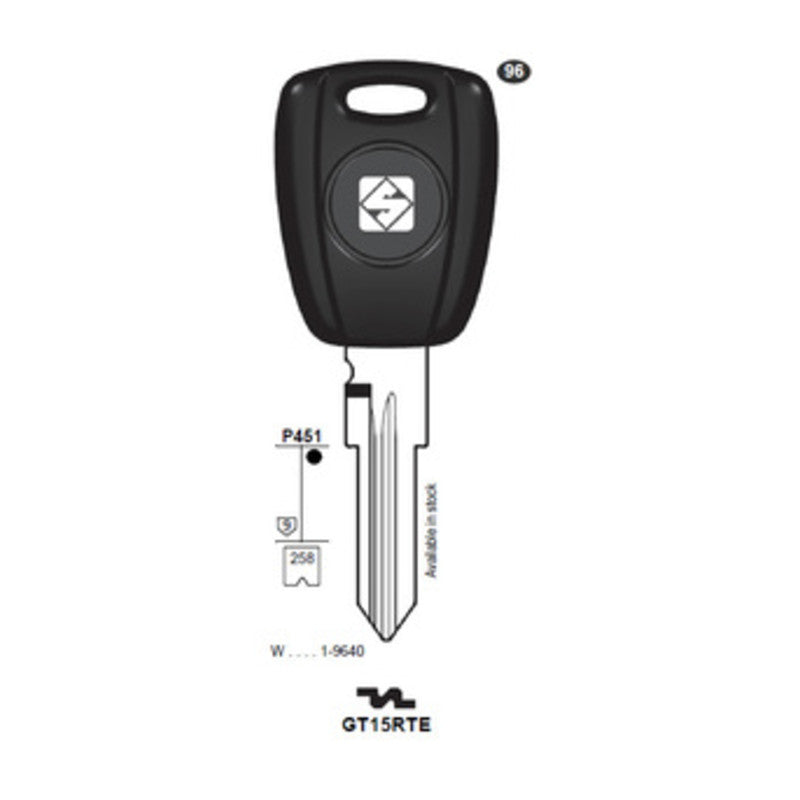 Q.TA' 2 SILCA GT15RTE CHIAVE TRANSPONDER VUOTA OTTONE