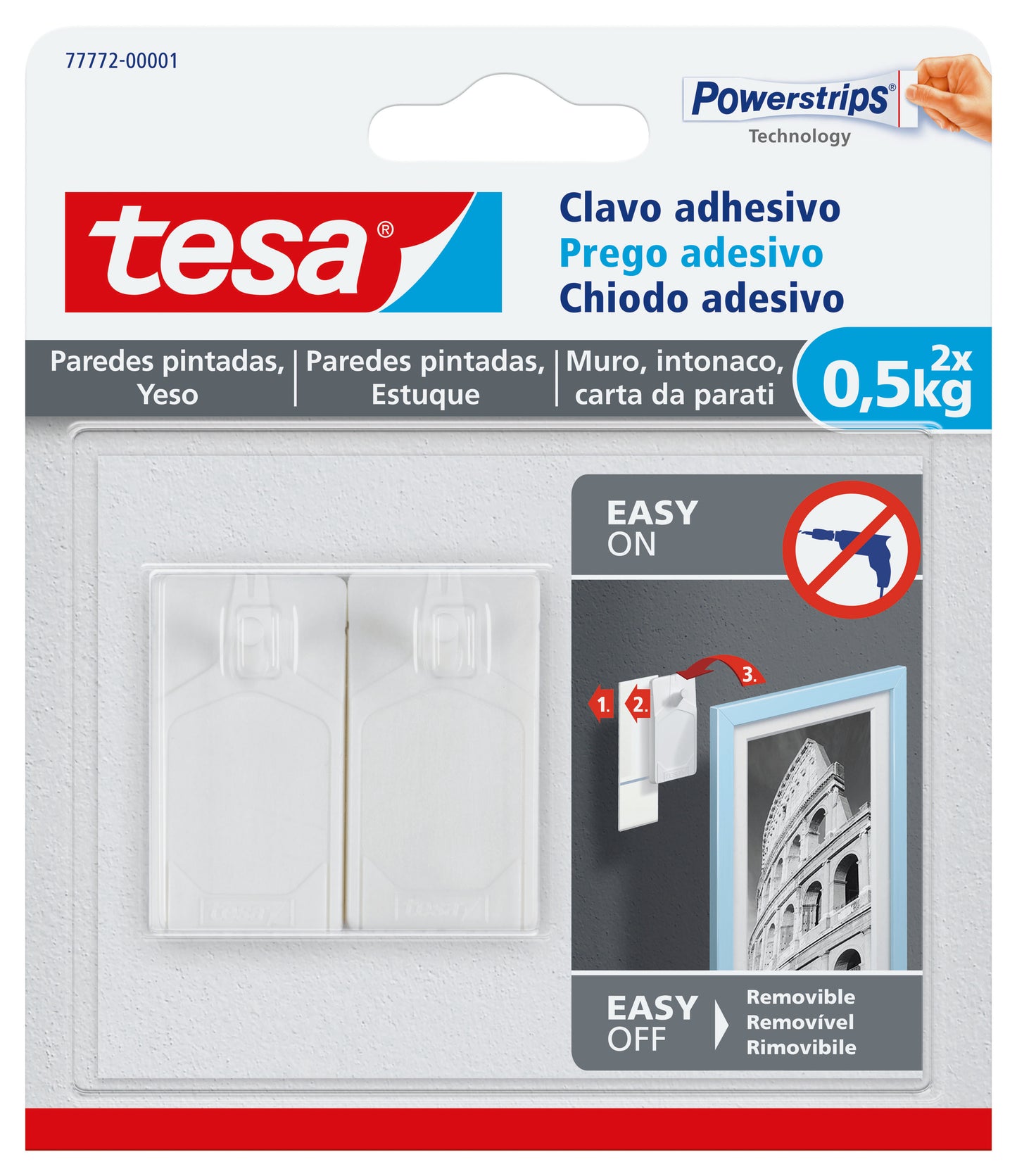 Q.TA'. 8 GANCIO ADESIVO TESA POWERSTRIPS QUADRO FISSI 2 Q.TA