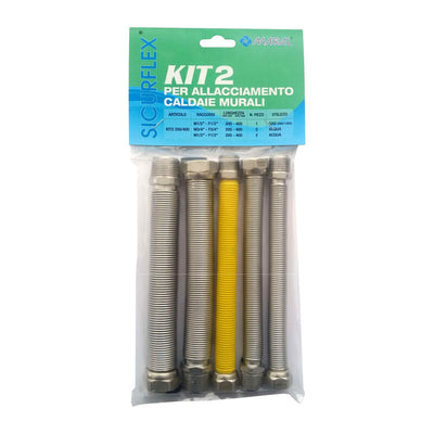 Q.TA' 1 SET RACCORDO INOX ESTENSIBILE 1/2 P/CALDAIA KIT 2