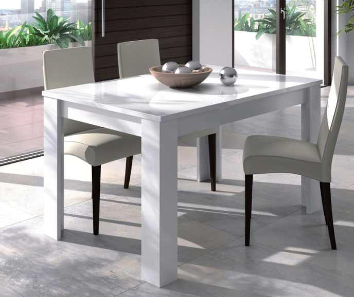 KIT TAVOLO KENDRA 90X140/190XH78 CM BIANCO LUCIDO