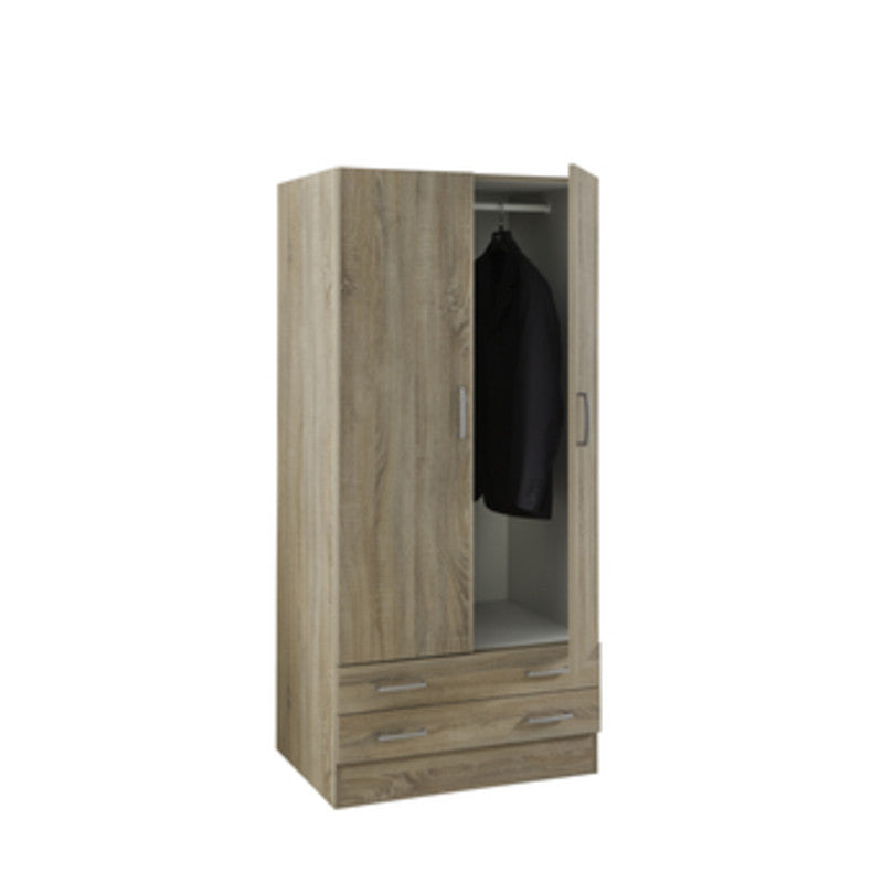 Q.TA' 1 KIT ARMADIO 2 ANTE + 2 CASSETTI 82X46X184,3 ROVERE SCURO
