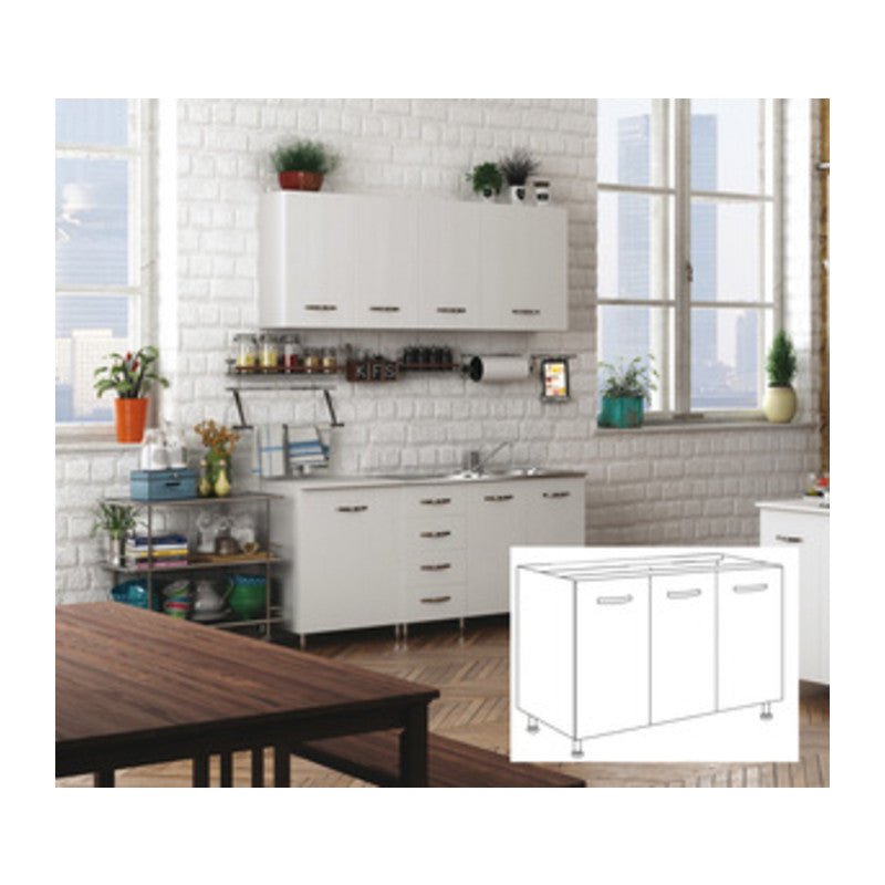 Q.TA' 1 KIT CUCINA BASE 3 ANTE 120X50XH85 CM S/LAVELLO BIANCO