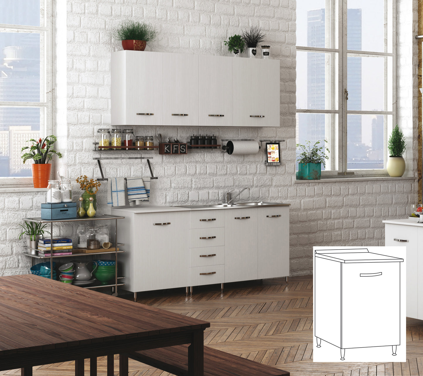 KIT CUCINA BASE 1 ANTA 40X50XH85 CM BIANCO