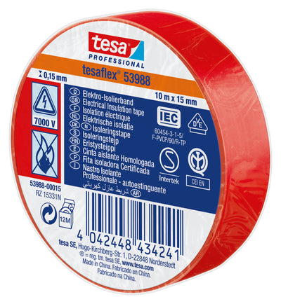 Q.TA'. 10 NASTRO ISOLANTE CERTIFICATO ROSSO 15 MM X 10 M